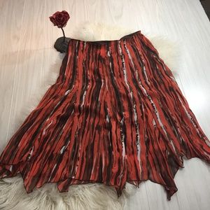 Cato Women's Red Striped Skirt wavy hem lined Size 8